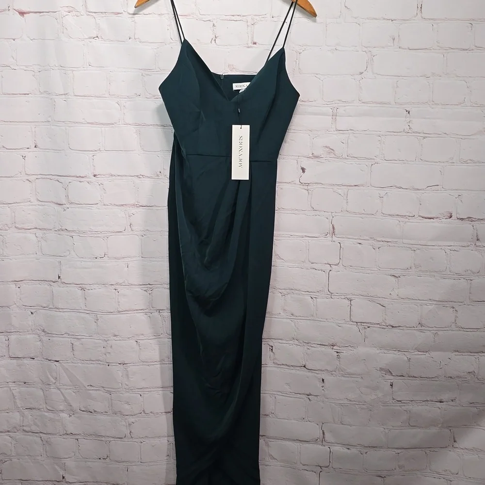 Shona Joy Core Cocktail Draped Dress Seaweed Green Womens Size 8 NWT - Picture 2 of 16